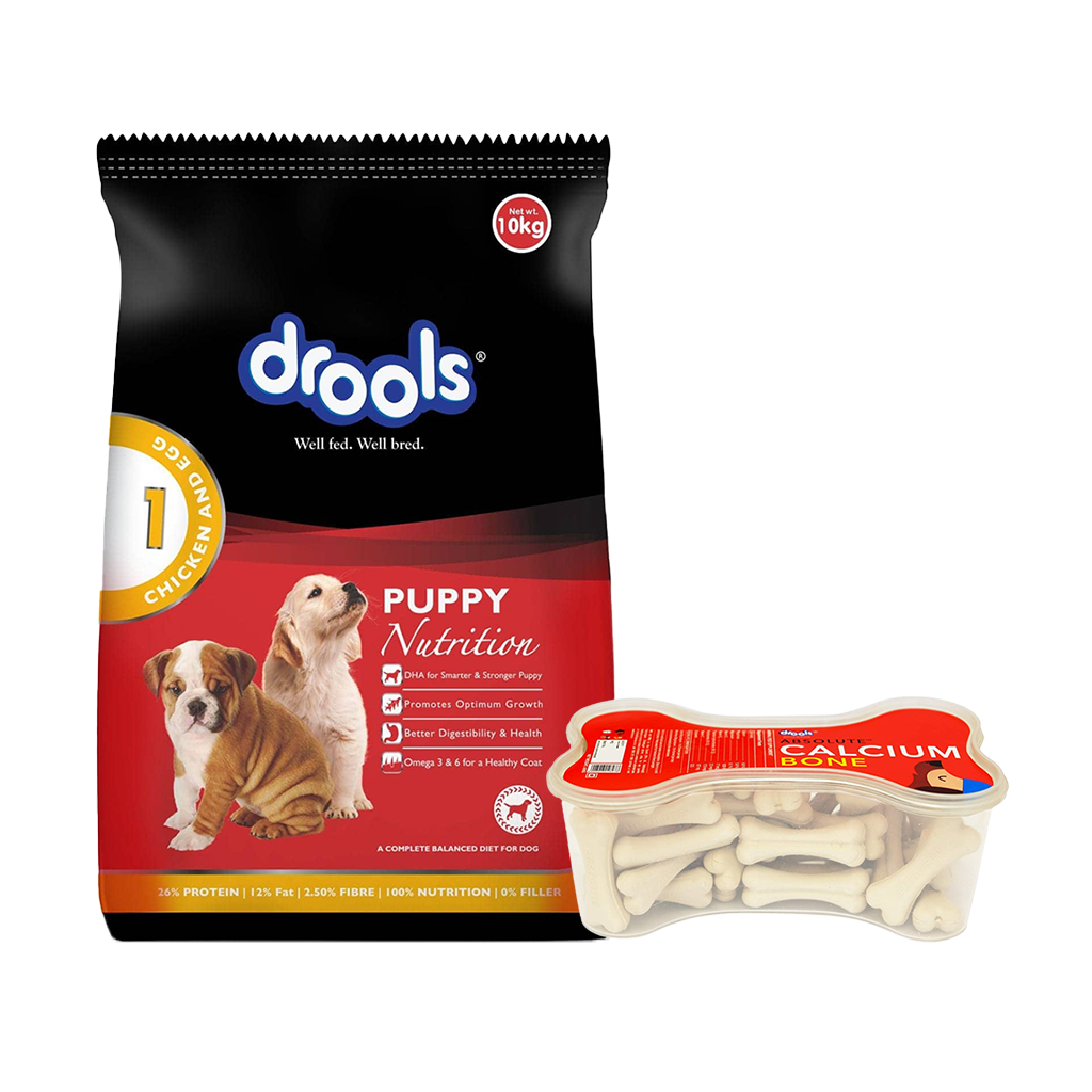 DROOLS - CHICKEN & EGG - PUPPY - (3kg+ 20PCS BONE COMBO)